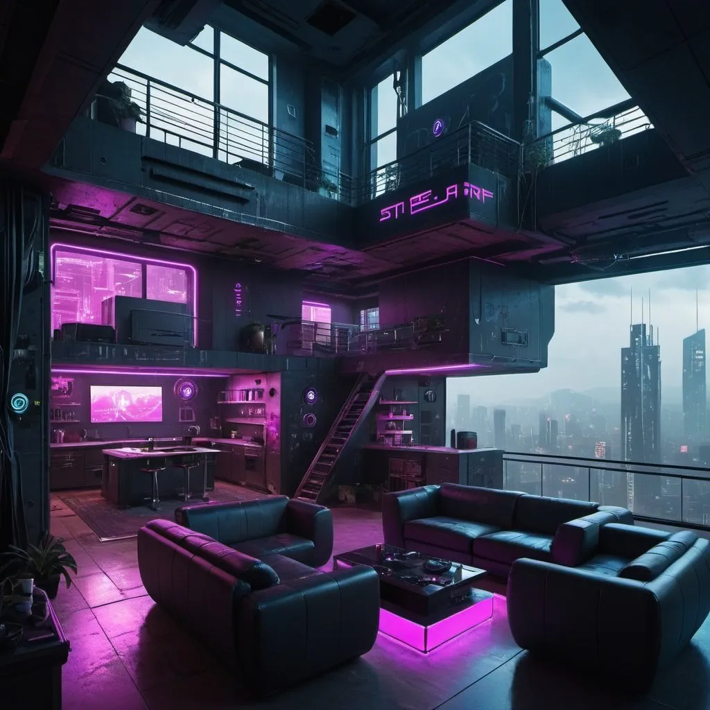 Prompt: Cyberpunk penthouse.