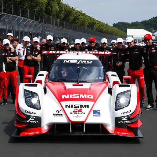 Prompt: Le Man 24 Hours Nismo team