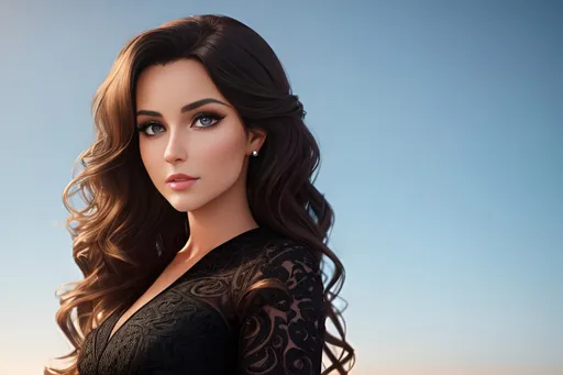 Prompt: photorealistic, waist-length picture of a beautiful girl with {wavy} {brown} hair in a stunning black dress, 25 year old, {perfect eyes}, dreamy eyes, perfect composition, detailed face, realistic, super detailed, 8k, high quality, artstation, sharp focus, studio photo, intricate details, highly detailed, by greg rutkowski