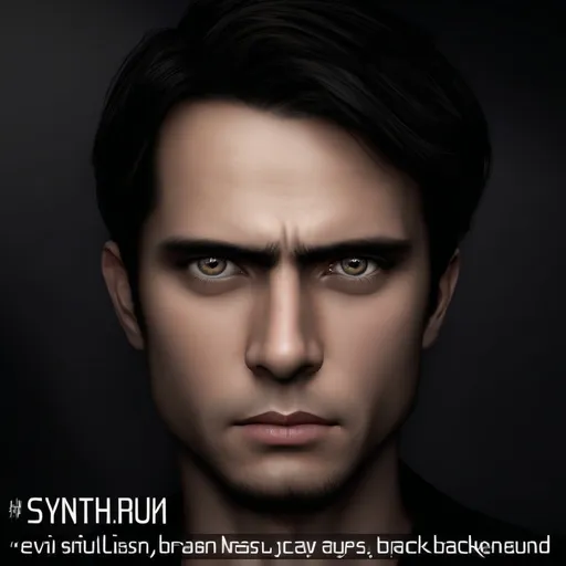 Prompt: photorealistic, 27 year old man, dark hair, evil face, dark eyes, detailed eyes, black background, perfect composition, detailed face, realistic, super detailed, 8k, high quality, artstation, sharp focus, studio photo, intricate details, highly detailed, by greg rutkowski, (extremely detailed CG unity 8k wallpaper), trending on ArtStation, trending on CGSociety, Intricate, High Detail, sharp focus, dramatic, photorealistic painting art by midjourney and greg rutkowski, the most beautiful artwork in the world