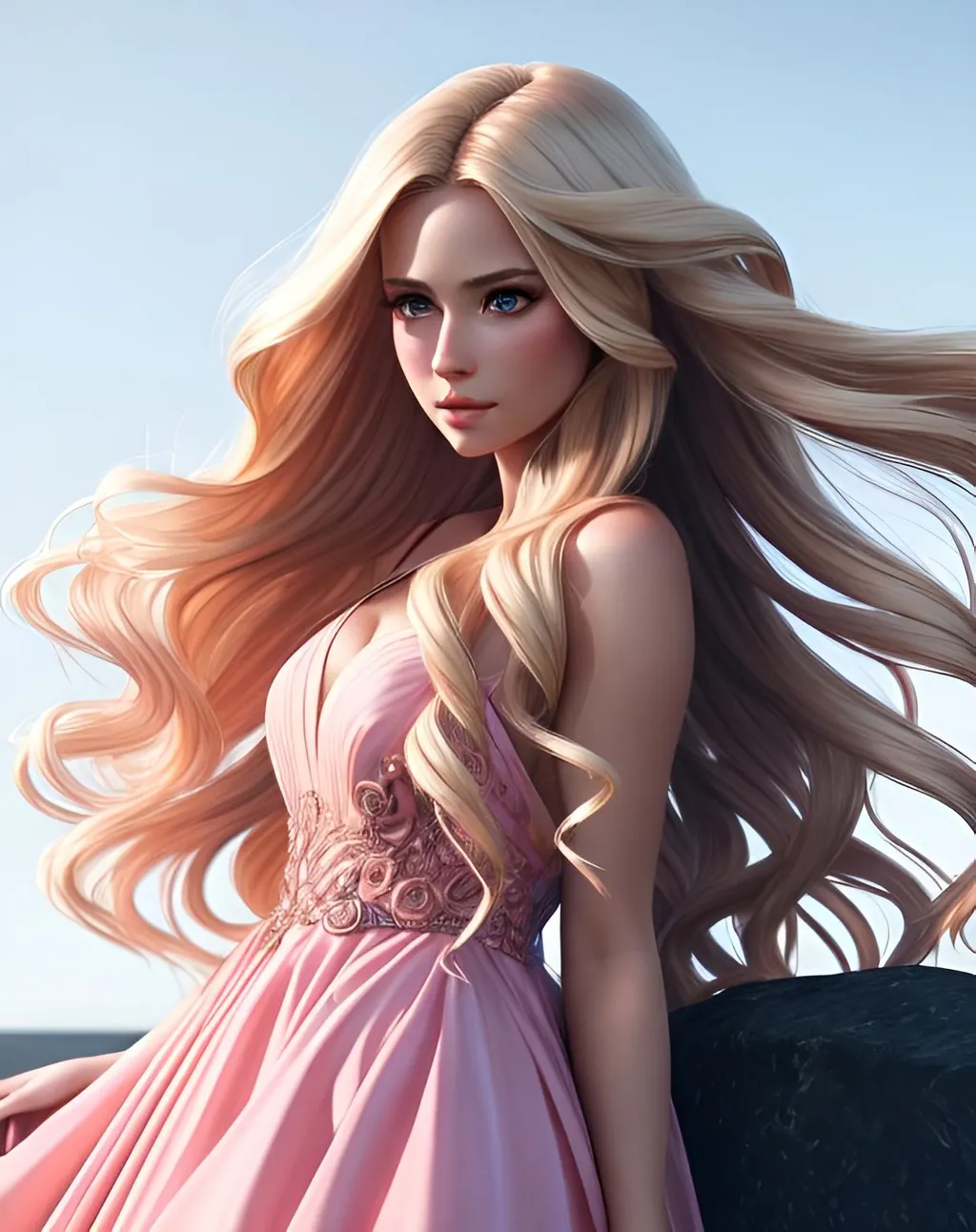 Prompt: photorealistic portrait, a beautiful girl with long wavy {blonde} hair in a stunning pink dress, perfect composition, detailed face, realistic, super detailed, 8k, high quality, artstation, sharp focus, studio photo, intricate details, highly detailed, by greg rutkowski