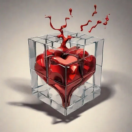 Prompt: Salvador Dalí style vision, surrealist, dreamlike, precise, melting, heart shaped rubixcube red color