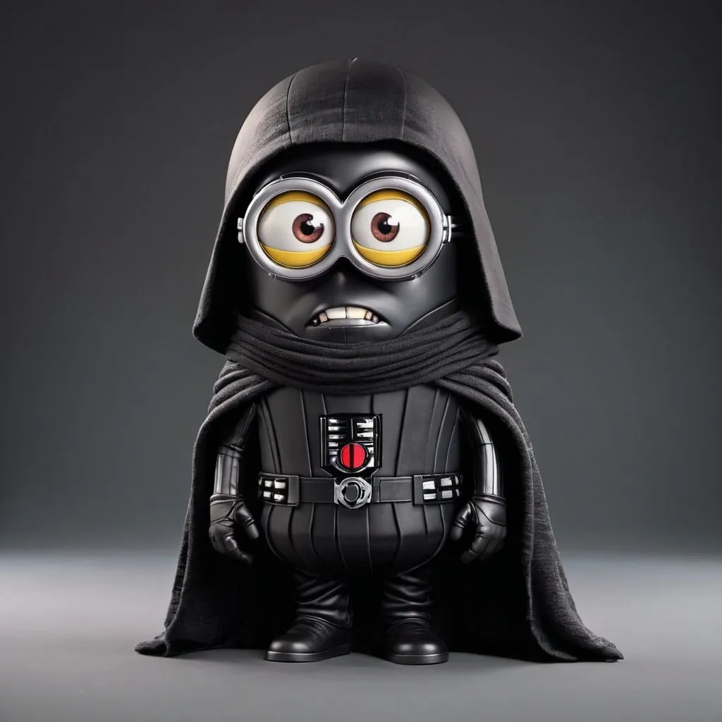 Prompt: Minion wearing Kylo Ren mask
