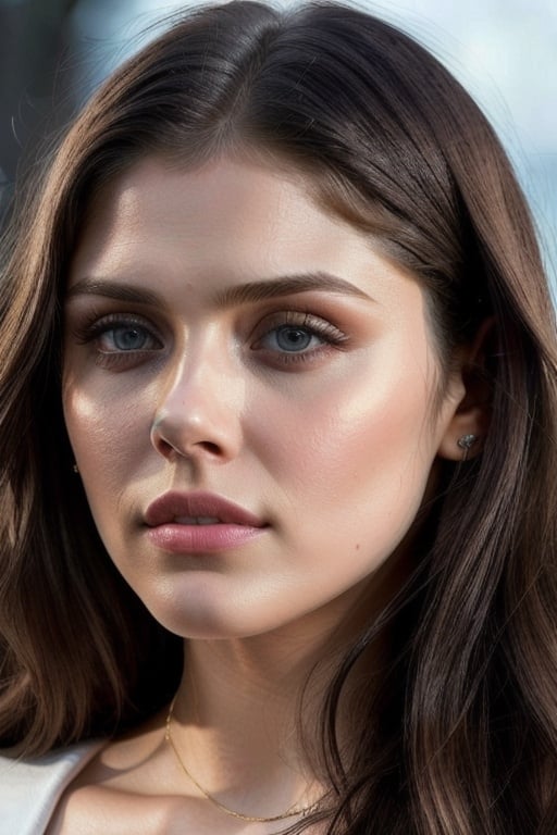 Prompt: portrait of Alexandra Daddario merge with elizabeth olsen, white hair, twenty years old, models, perfect skin, beautiful and gorgeous female, Hyper-Realistic, HD, detailed face, 8K resolution, dynamic lighting, hyperdetailed, symmetrical face, accurate anatomy, HD photo, HD portrait, highly detailed, very detailed, studio lighting, smooth skin, baby soft skin, ultra HD, plump lips