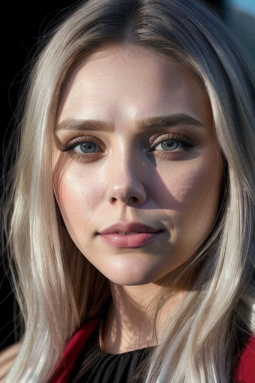 Prompt: portrait of elizabeth olsen merge with Alexandra Daddario, white hair, perfect skin, beautiful and gorgeous female, Hyper-Realistic, HD, detailed face, 8K resolution, dynamic lighting, hyperdetailed, symmetrical face, accurate anatomy, HD photo, HD portrait, highly detailed, very detailed, studio lighting, smooth skin, baby soft skin, ultra HD, plump lips