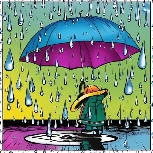 Prompt: /imagine prompt <pop art> 14 raindrops, umbrella
