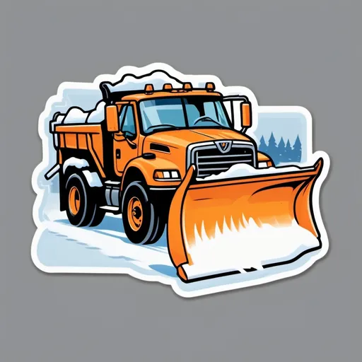 Prompt: In a hockey jersey team logo vibe, draw a picture of a snow plow charging, plowing snow fast straight towards you head on, v shape plow
