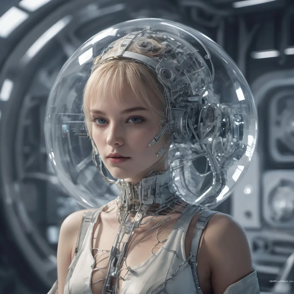 Prompt: a woman with a futuristic headpiece in a sci - fi fi fi , cyber