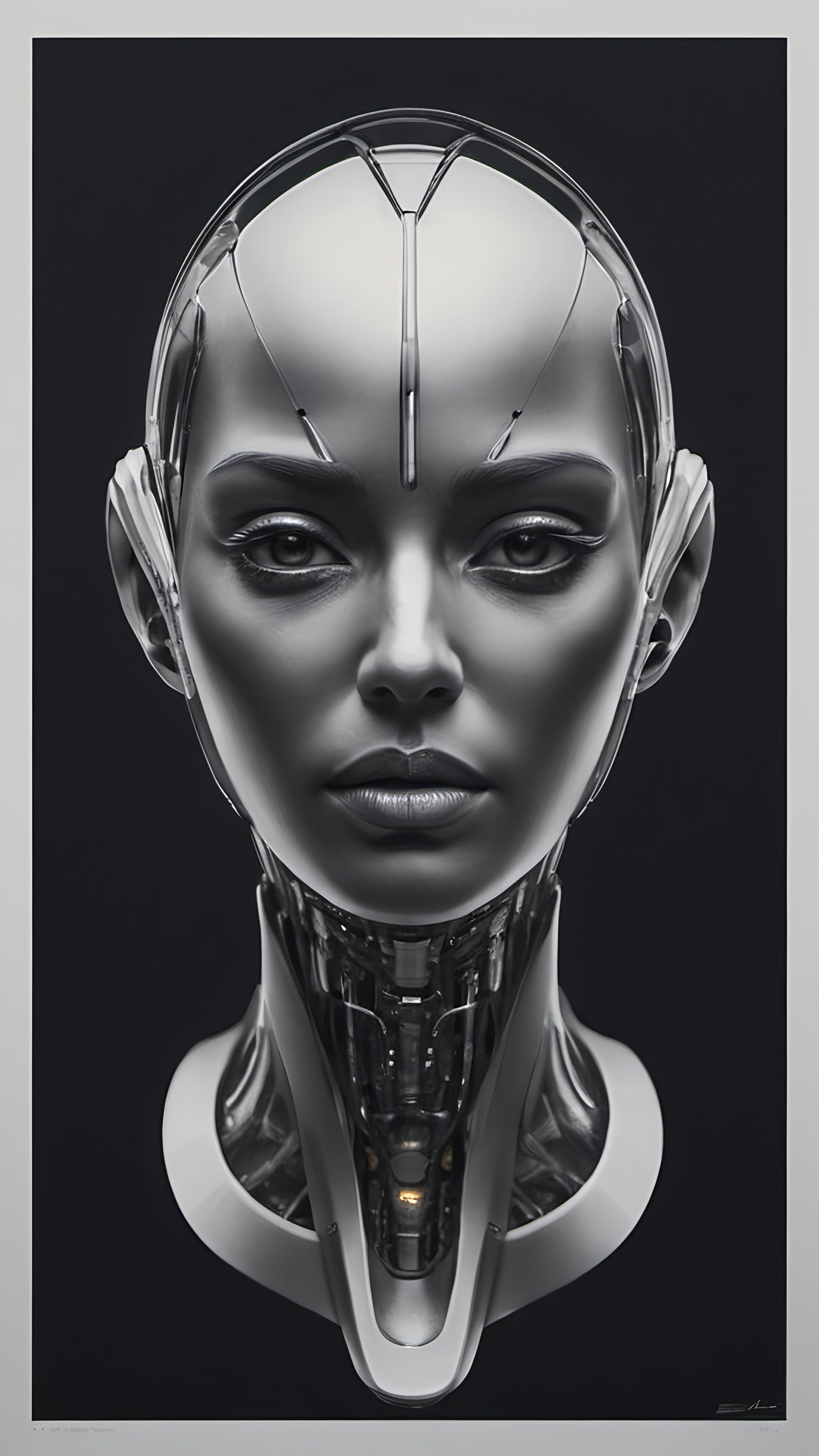 Portrait of the most advanced female humanoid robot,...