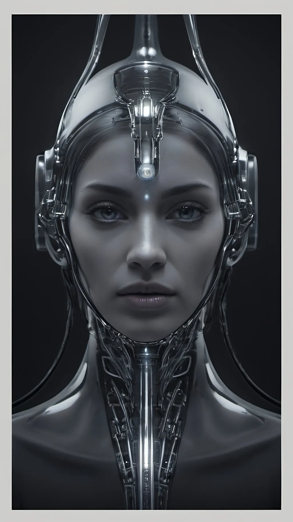 Portrait of the most advanced female humanoid robot,...