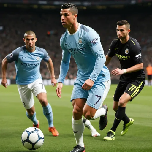 Prompt: make a Ronaldo play with Manchester city








