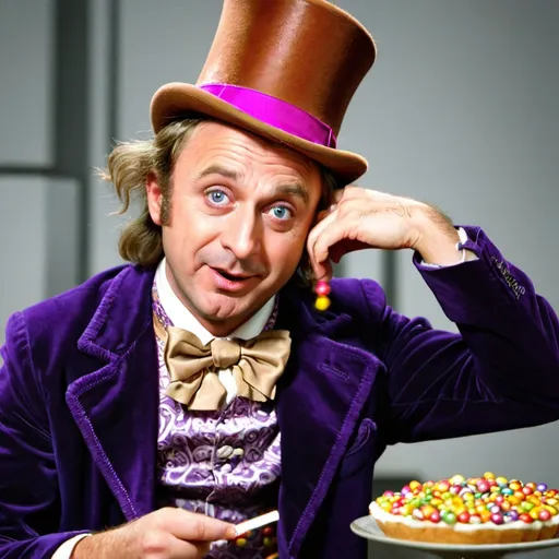 Prompt: man willing his wonka