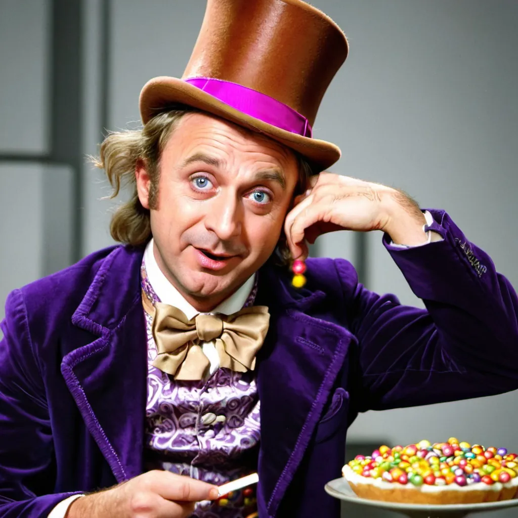 Prompt: man willing his wonka