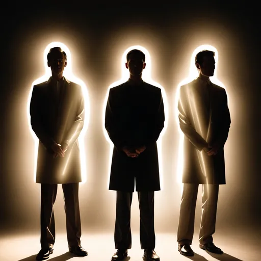 Prompt: 3men clothed in light 





