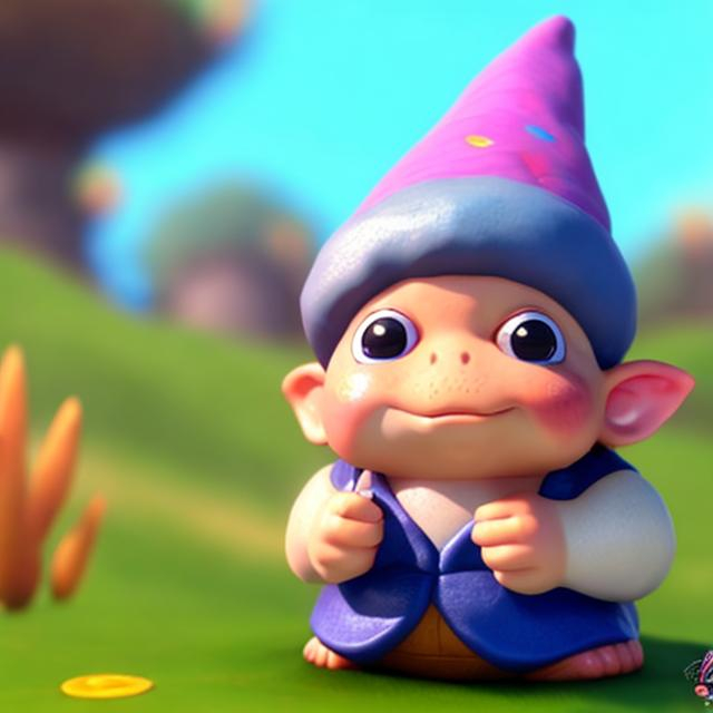 Prompt: A Toad as a Gnome, cute anime 