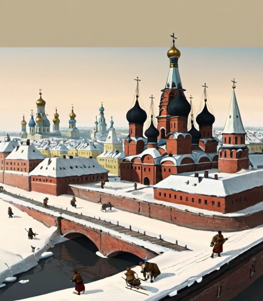 Prompt: 1722 old Russia winter city