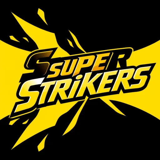 Prompt: Logo with the name of super strikers. With black and yellow color