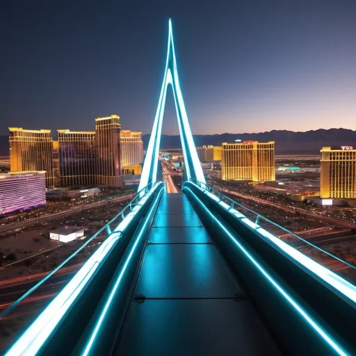 Prompt: With a surge of electricity and a playful digital jingle, the Vegas Bridge deposited Neo and Trinity in a blinding flash of light. When their vision cleared, they found themselves standing on a platform overlooking a cityscape that looked ripped straight out of a sci-fi fever dream. Towering skyscrapers, each a shimmering monolith of steel and glass, scraped the sky. Between them, sleek hovercars weaved through a network of neon-lit tubes, their silent hum the only sound that pierced the artificial twilight.

