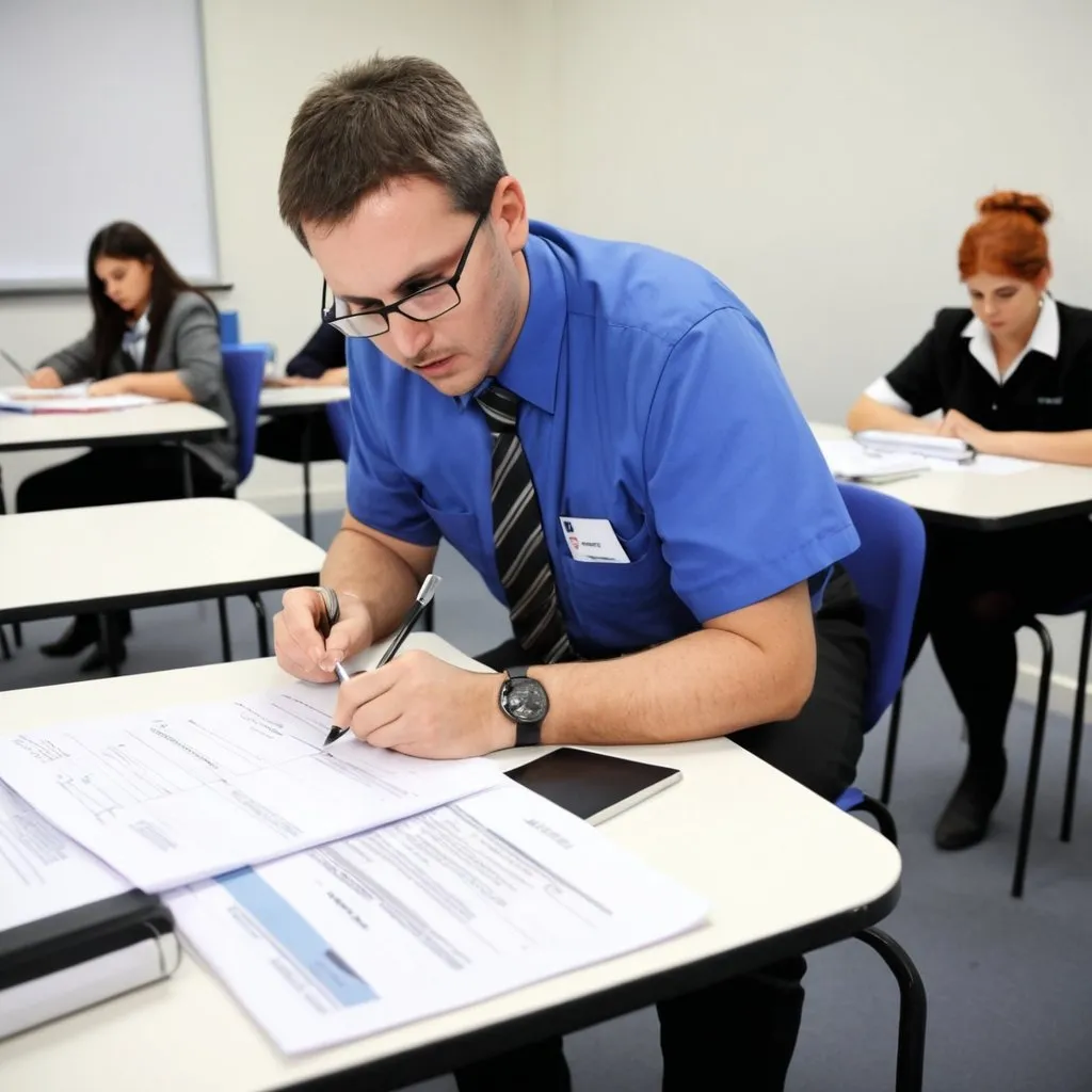 Prompt: An auditor auditing a course at a TAFE college.
