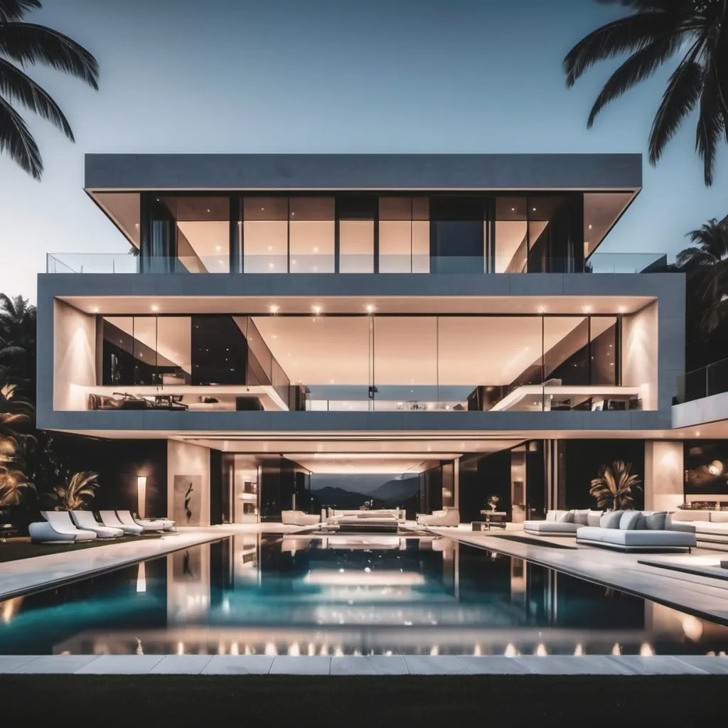 Prompt: A modern billionaire mansion