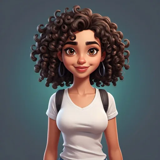 Prompt: MODERN egyptian girl cartoon character with curly hair