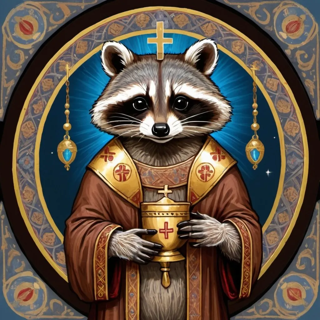 Prompt: A Holy Raccoon with byzantine style
