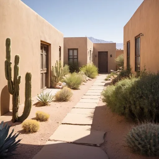 Prompt: Desert alleyway with an sunny garden
