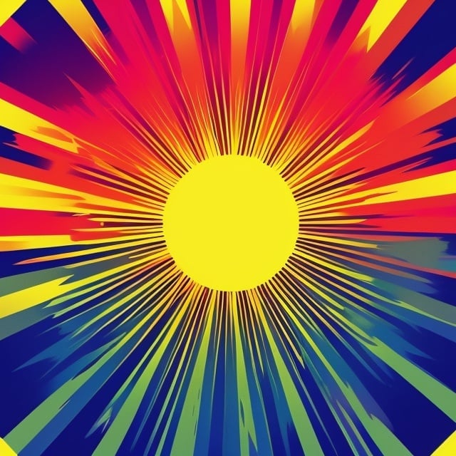 Prompt: Sun rays many colours in the style of  Japanese Rising Sun




