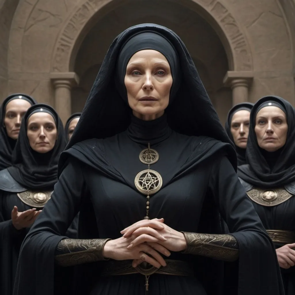 Prompt: Bene gesserit witches interrupts political matters