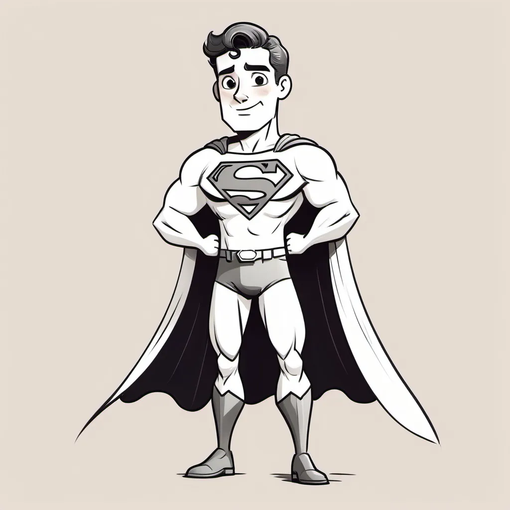 Prompt: Hand Drawn cartoon male character with superman pose