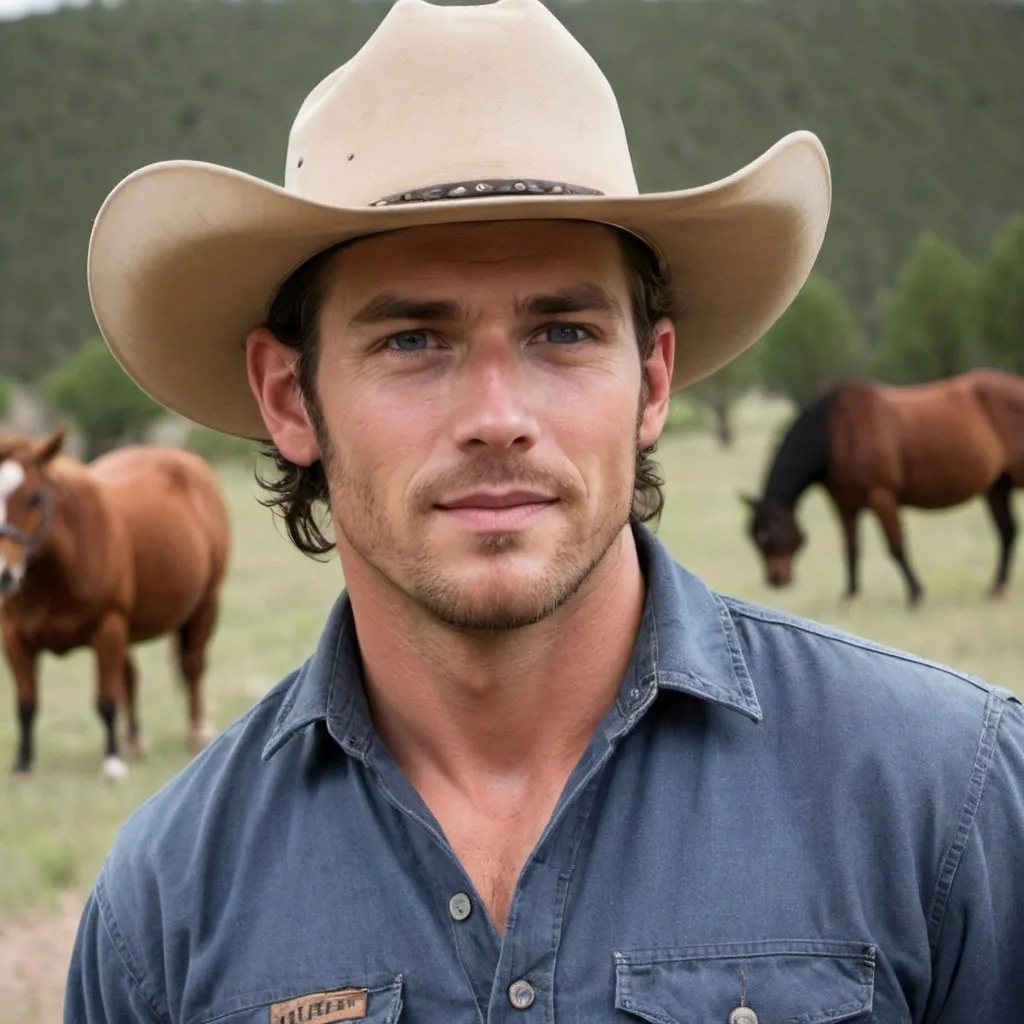 Prompt: random ranch hand, handsome, in his early thirties
