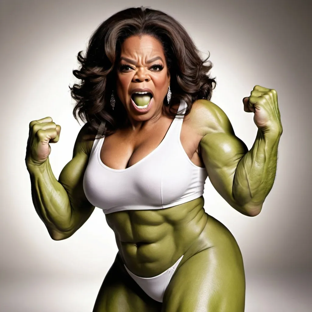 Prompt: oprah winfrey as the Hulk