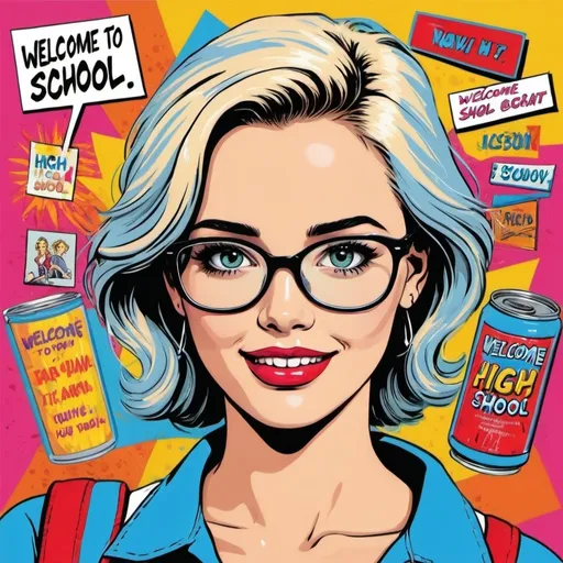 Prompt: welcome to high school pop art
