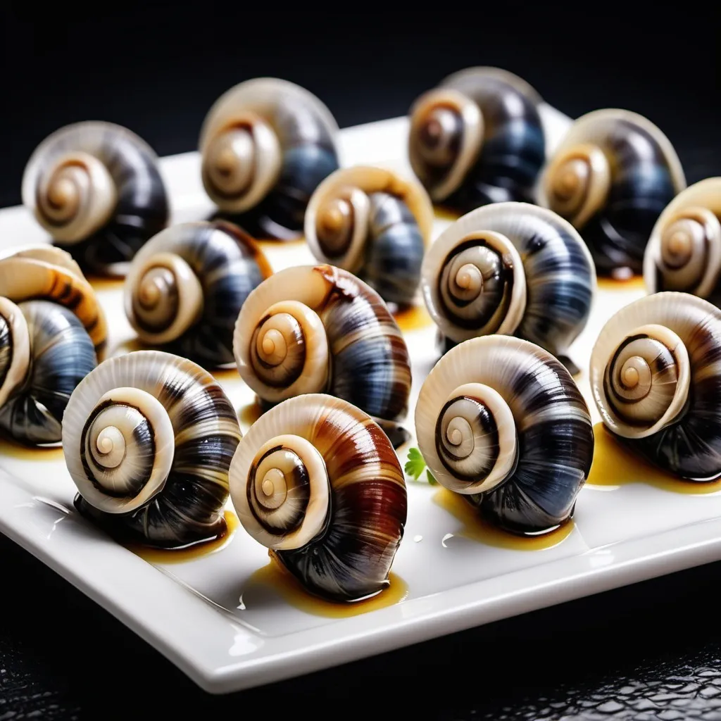 Prompt: Experience the freshness of the sea with our premium snails, served straight from the ocean to your table. Delicately prepared and full of flavor, these snails are a must-try for seafood lovers. Perfect for a gourmet meal or a unique appetizer, enjoy the taste of fresh snails with every bite