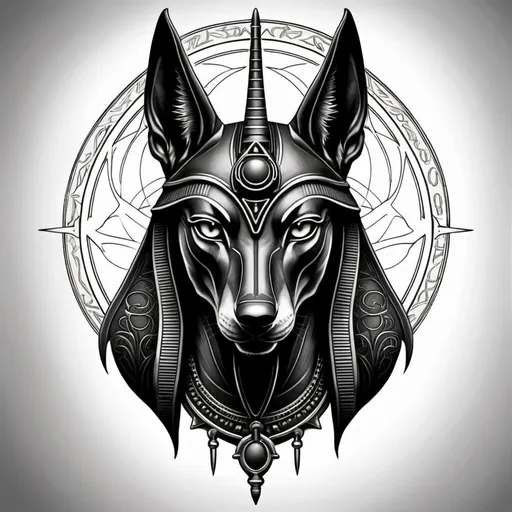 Prompt: gothic style Anubis tattoo design