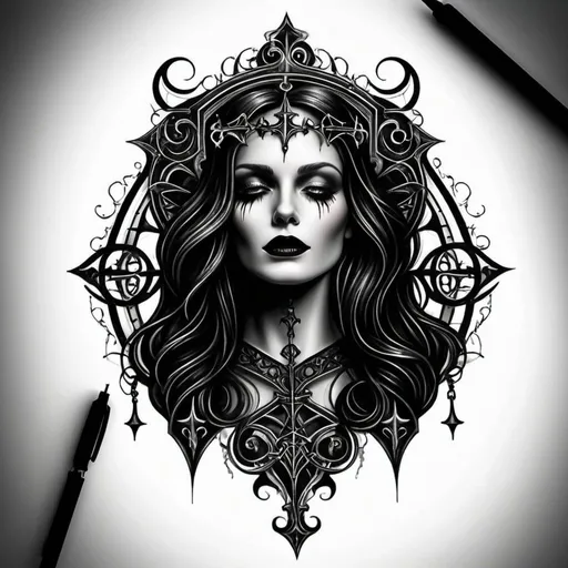 Prompt: gothic style tattoo design