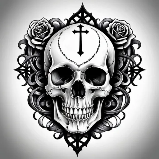 Prompt: gothic style skull tattoo design