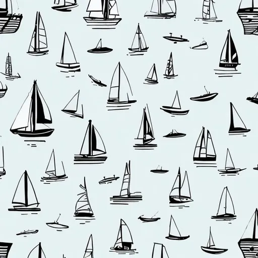 Prompt: Create wallpaper with a bunch of sailboats, line drawing