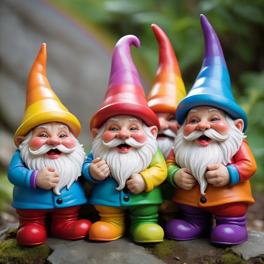 Prompt: funny rainbow knomes