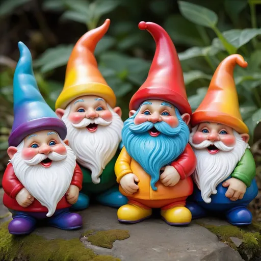 Prompt: funny rainbow knomes