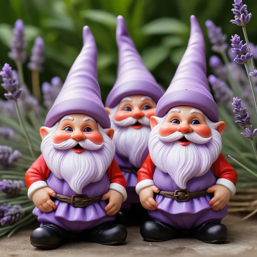 Prompt: funny knomes with lavender