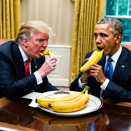 Prompt: trump eating a banana from obama


