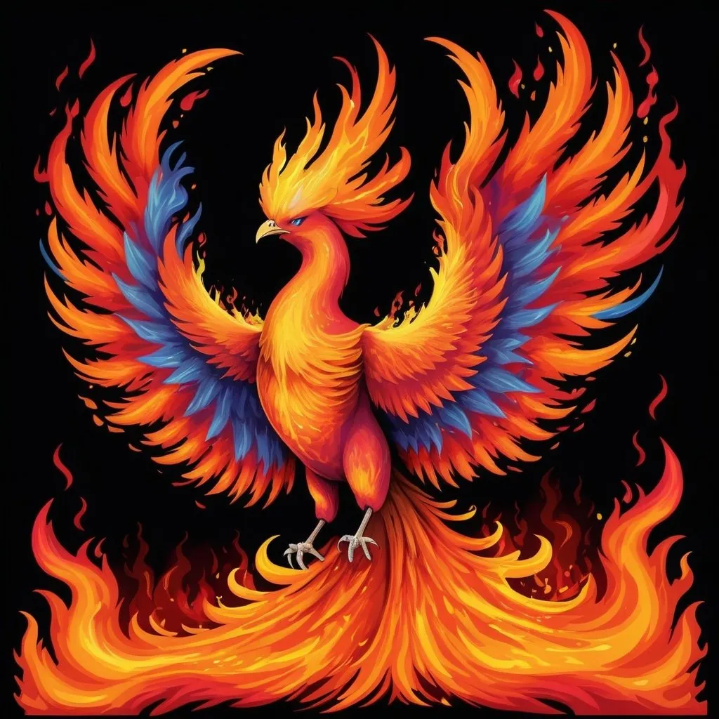 Prompt: colorful pheonix rise from the flames