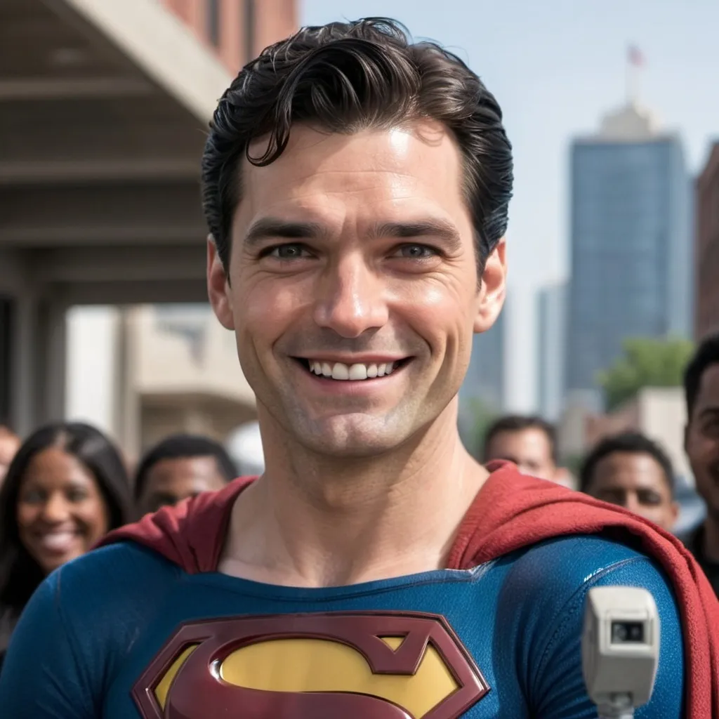 Prompt: Superman smiles
