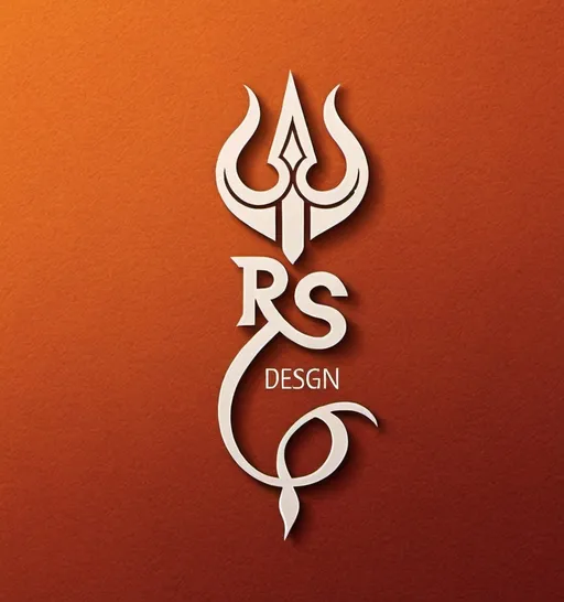 Prompt: Create a flat vector, illustrative-style wordmark logo design for an interior design company named 'R.S Designs', with the letter 'D' crafted into the shape of a Trishul. This clever integration reflects the core of their business.
