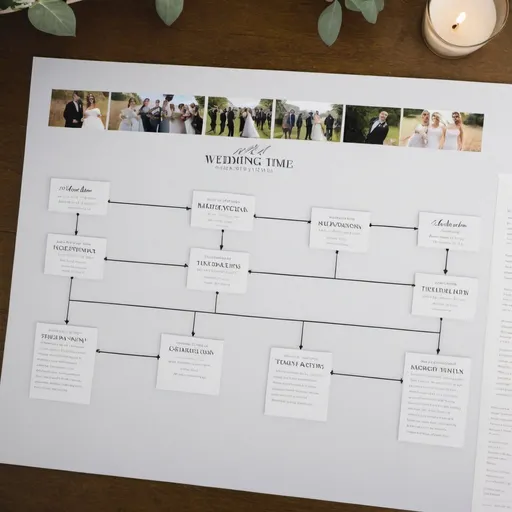 Prompt: can you create a image of wedding timeline being created
