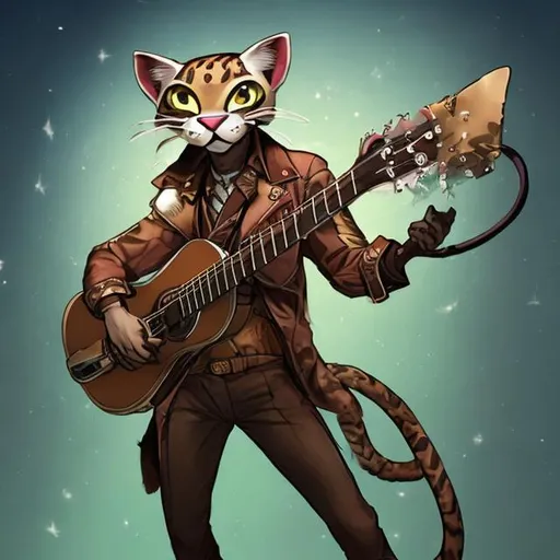 Prompt: Ocelot cat man bard