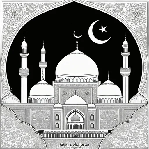 Prompt: islam black white colouring books

