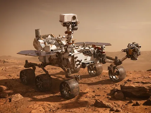 Prompt: A 3d mars rover realestic