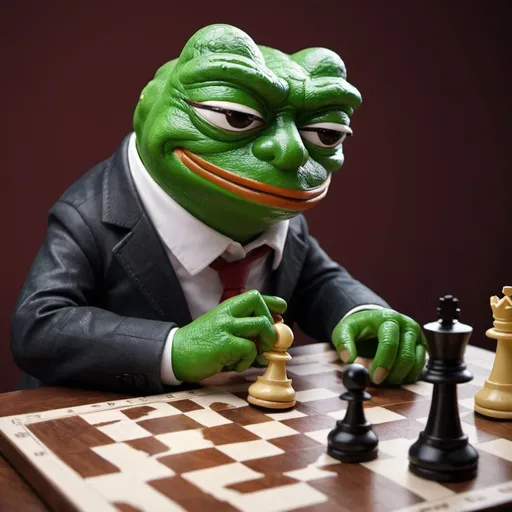 Prompt: pepe is playing chess
